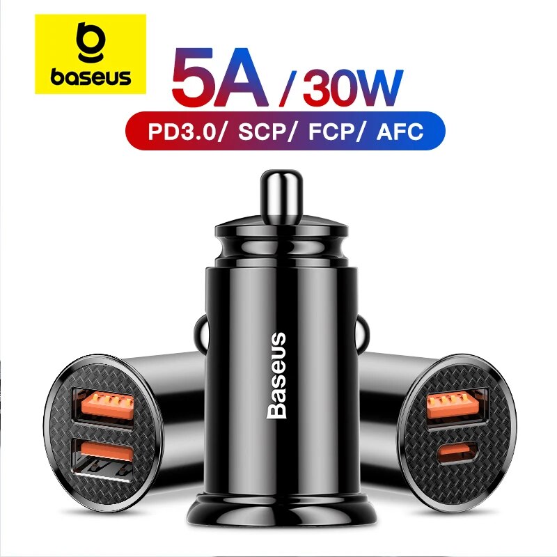 USB Baseus 30W شحن سريع ، USB FCP SCP USB لهاتف iPhone 12 13 14 Pro شاحن هاتف شاومي سريع