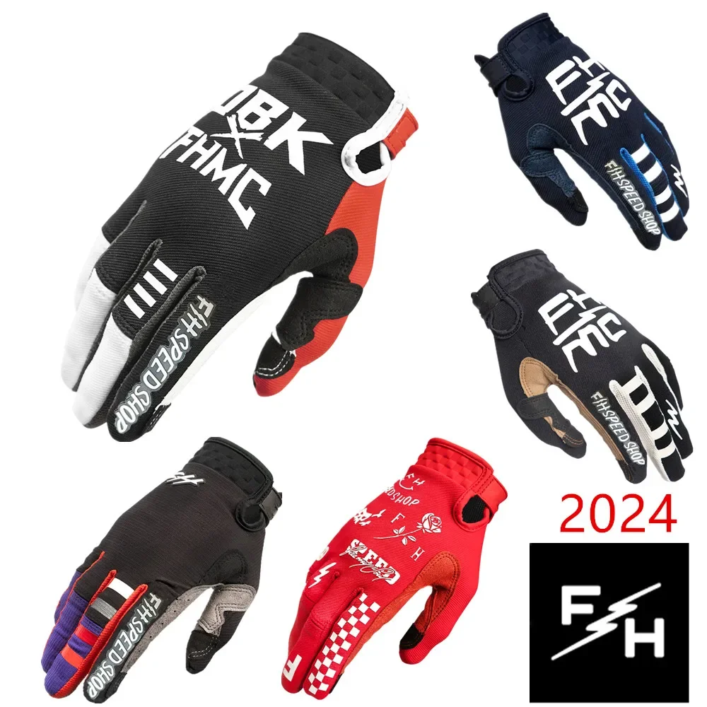 2024 FH MX قفازات حمراء موتوكروس قفازات الدراجات دراجة ركوب الدراجات النارية قفازات MX الجبلية سباق الرياضة الدراجات الترابية دراجة قفاز