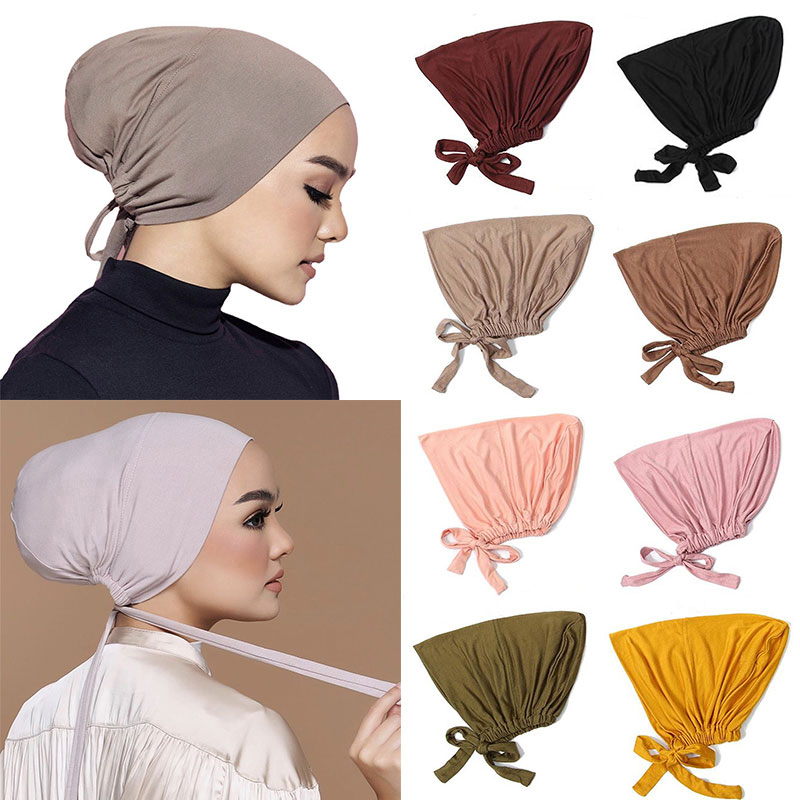جديد لينة مشروط قبعة عمامة إسلامية الحجاب الداخلي قبعات الإسلامية underscarf بونيه الهند القبعات الإناث حك Turbante Mujer