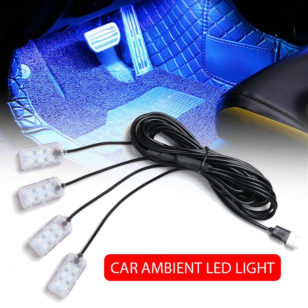 كيت إضاءة خلفية داخلية للسيارة شريط إضاءة أرضية مضاء بالضوء الأحمر الوردي LED مع إكسسوارات إضاءة داخلية مضاءة بالضوء الأحمر الوردي LED