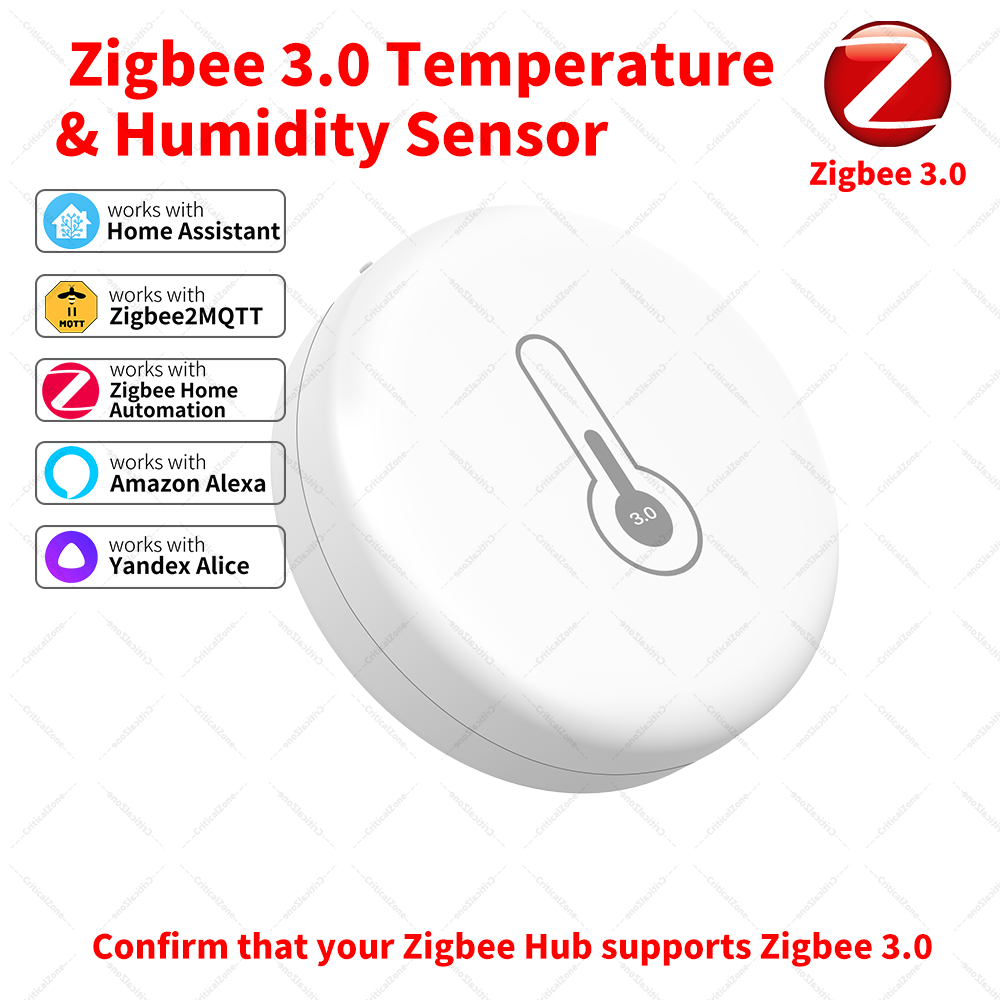 مستشعر درجة الحرارة والرطوبة Zigbee 3.0 يتطلب محور Zigbee للعمل مع Home Assistant وYandex وAlexa وZHA وZigbee2MQTT وHA