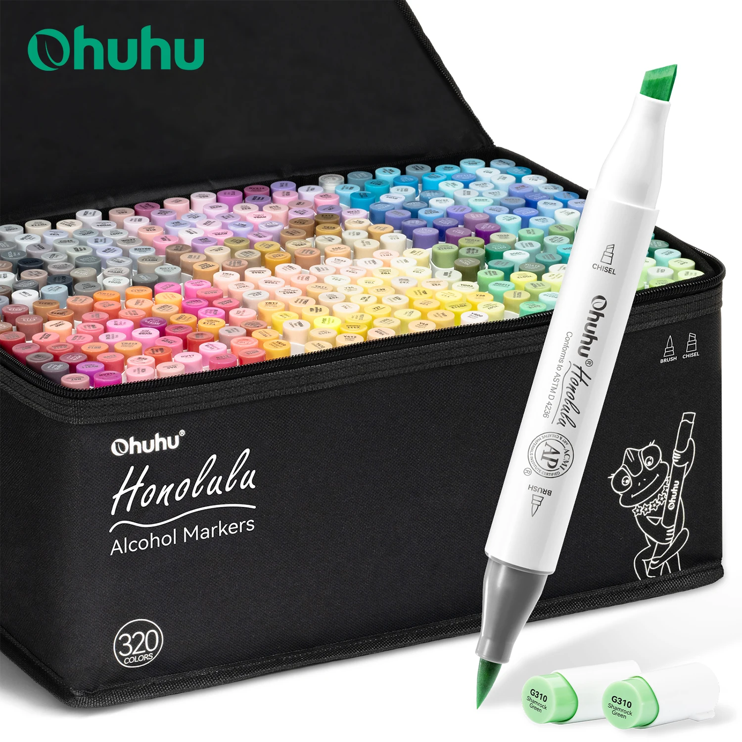 Ohuhu Honolulu 320 لون مجموعة أقلام تحديد الكحول الفن علامات إعادة الملء نصائح مزدوجة رسم رسم مانغا مدرسة الفن اللوازم