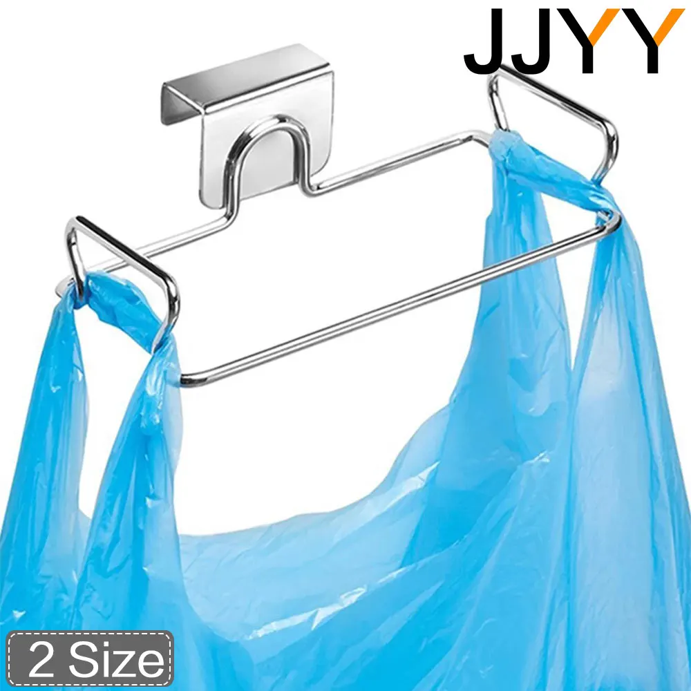 JJYY المطبخ القمامة رفوف خزانة الباب أكياس القمامة حامل الفولاذ المقاوم للصدأ خزانة تخزين القمامة حامل