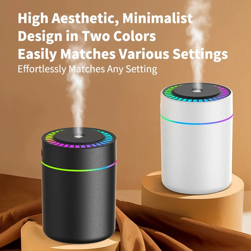 مرطب هواء كهربائي صغير يعمل بمنفذ USB، ناشر عطر وزيوت عطرية، منقي هواء مع مولد رذاذ وإضاءة للسيارة والمنزل وغرفة النوم