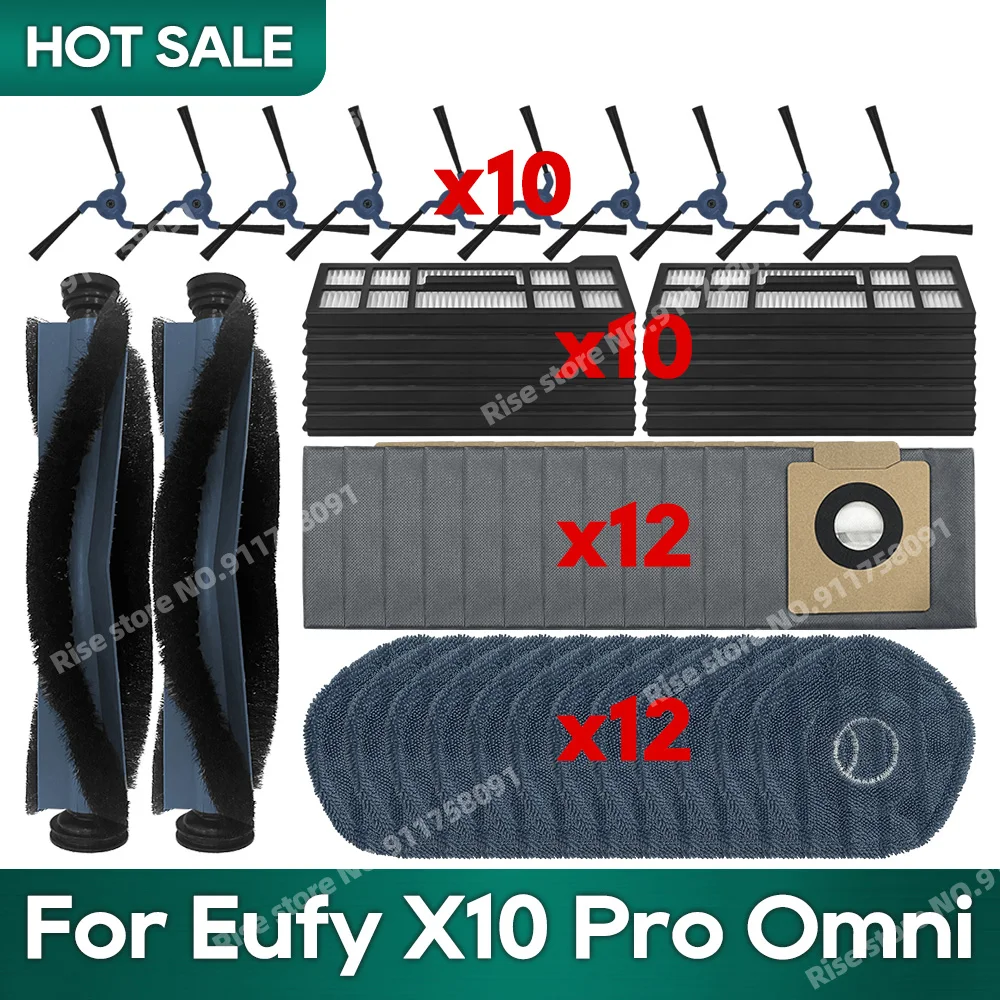 الملحقات مناسبة لـ Eufy X10 Pro Omni Robot Vacuum Dust Bag Hepa Filter Roller Side Brush Mop Cloth