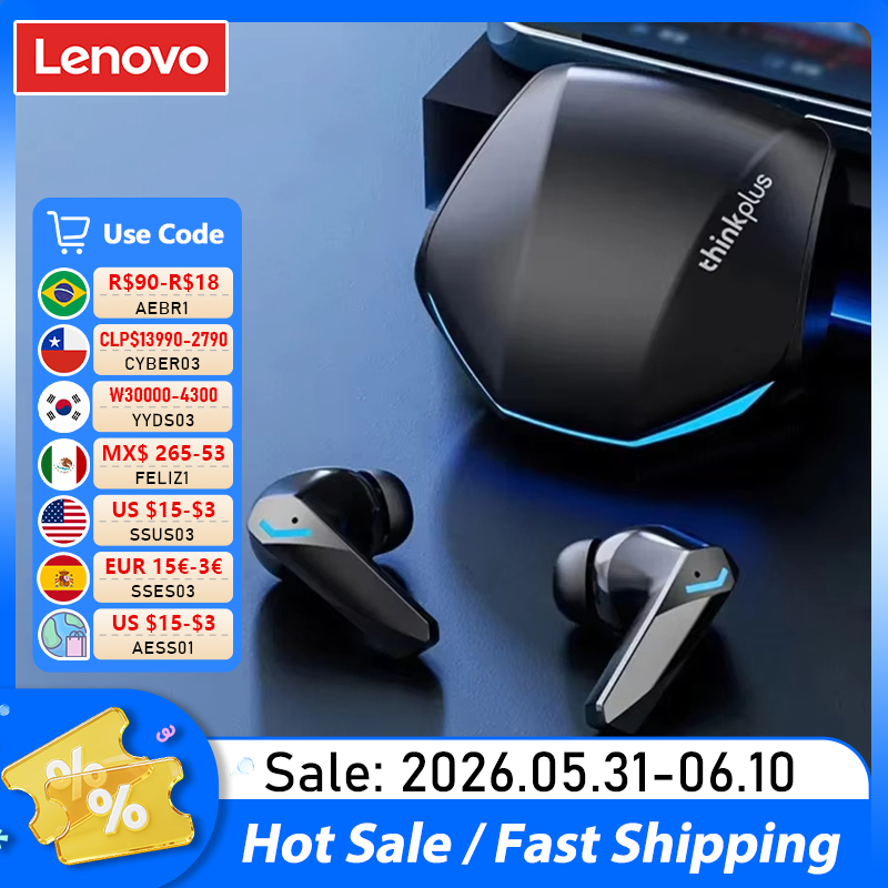 سماعات Lenovo GM2 Pro بلوتوث سماعة أذن لاسلكية داخل الأذن للألعاب بزمن استجابة منخفض سماعات موسيقى مزدوجة الوضع جديدة