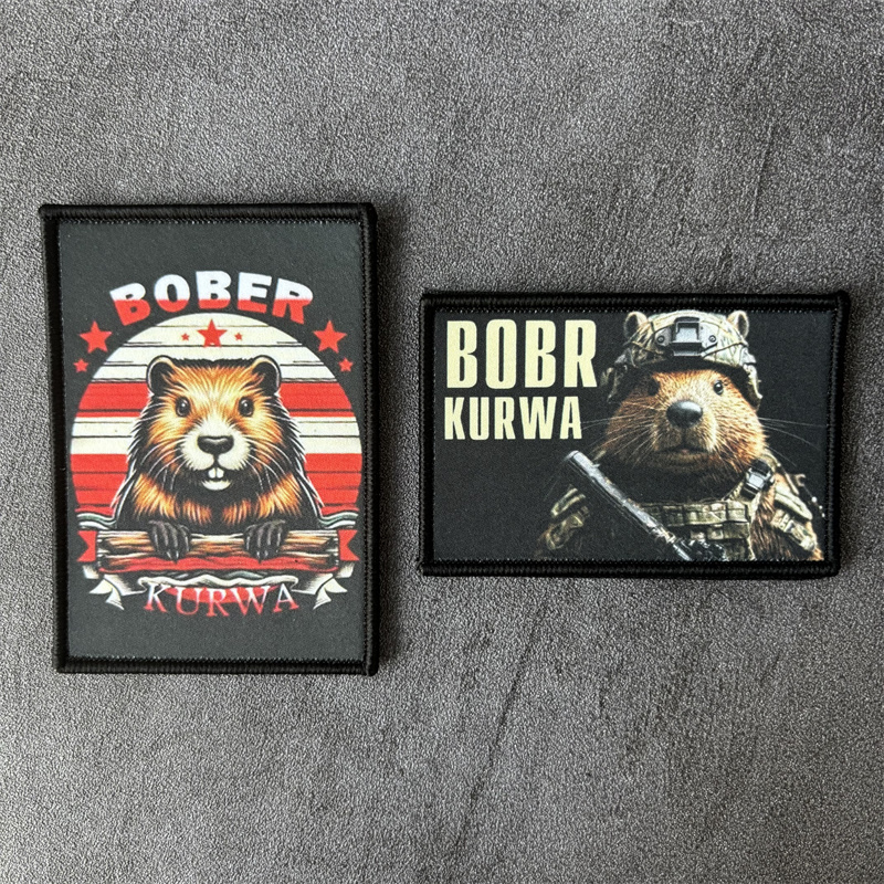 التكتيكية "BOBR KURWA" طباعة التصحيح على الملابس المعنويات شارة هوك حلقة العسكرية سمور بقع ظهره شارة ملصق
