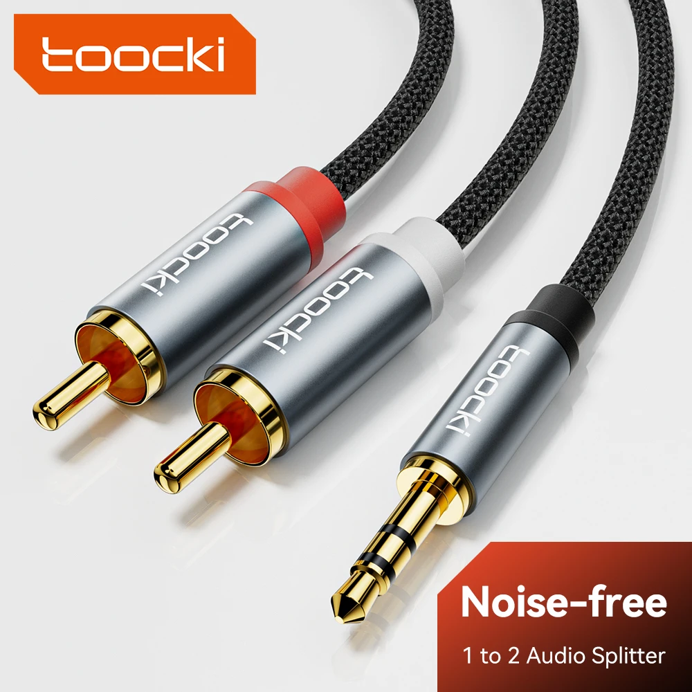 Toocki RCA كابل الصوت 3.5 مللي متر ذكر إلى 2RCA كابل مكبر الصوت ذكر الفاصل AUX 2 RCA الحبل جاك ل صندوق التلفزيون مكبر للصوت مشغل ديفيدي سلك