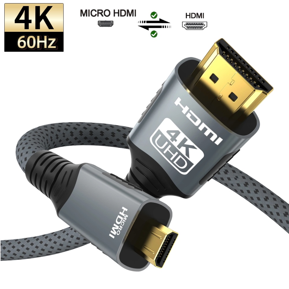 كابل HDMI صغير/صغير 4K@60 هرتز إلى HDMI مضفر متوافق مع HDMI ذكر إلى ذكر ثنائي الاتجاه 2.0 سلك 18 جيجابت في الثانية لشاشة الكاميرا