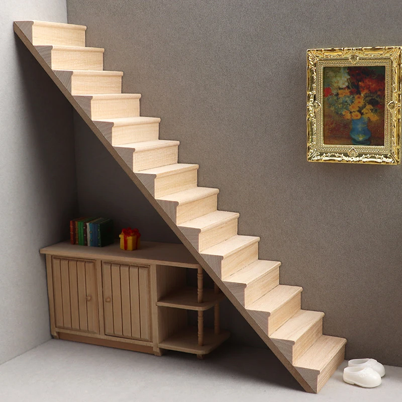 1 قطعة 1:12 دمية مصغرة الدرج البسيطة لا درابزين الدرج الأثاث نموذج ديكور لعبة بيت الدمية الملحقات