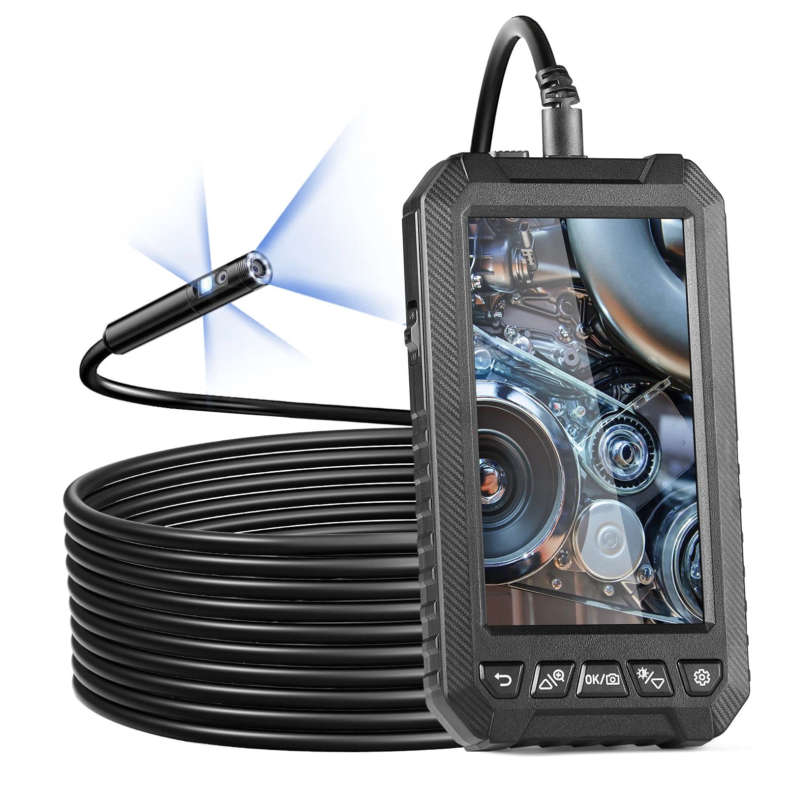 كاميرا المنظار SucceBuy عدسة مزدوجة Borescope 5 بوصة كاميرا فحص 1080P مع أضواء LED مقاومة للماء للسباكة التلقائية
