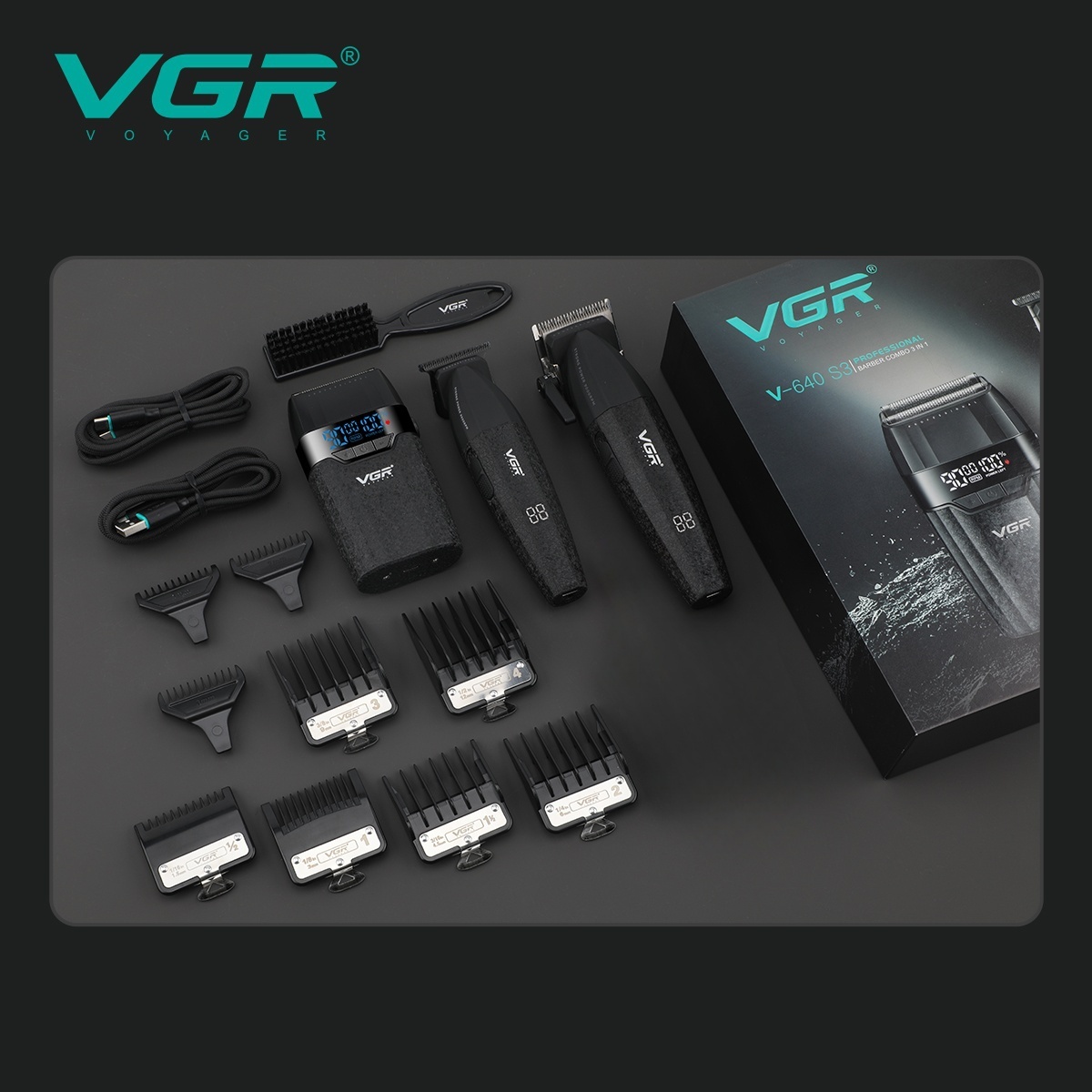 VGR ماكينة قص شعر مُحسّنة ماكينات قص شعر احترافية أفضل ماكينة قص شعر لاسلكية الأكثر مبيعًا ماكينات قص شعر كهربائية عرض خاص 9000 دورة في الدقيقة قابلة للتعديل ماكينة قص شعر للرجال V-640 s3