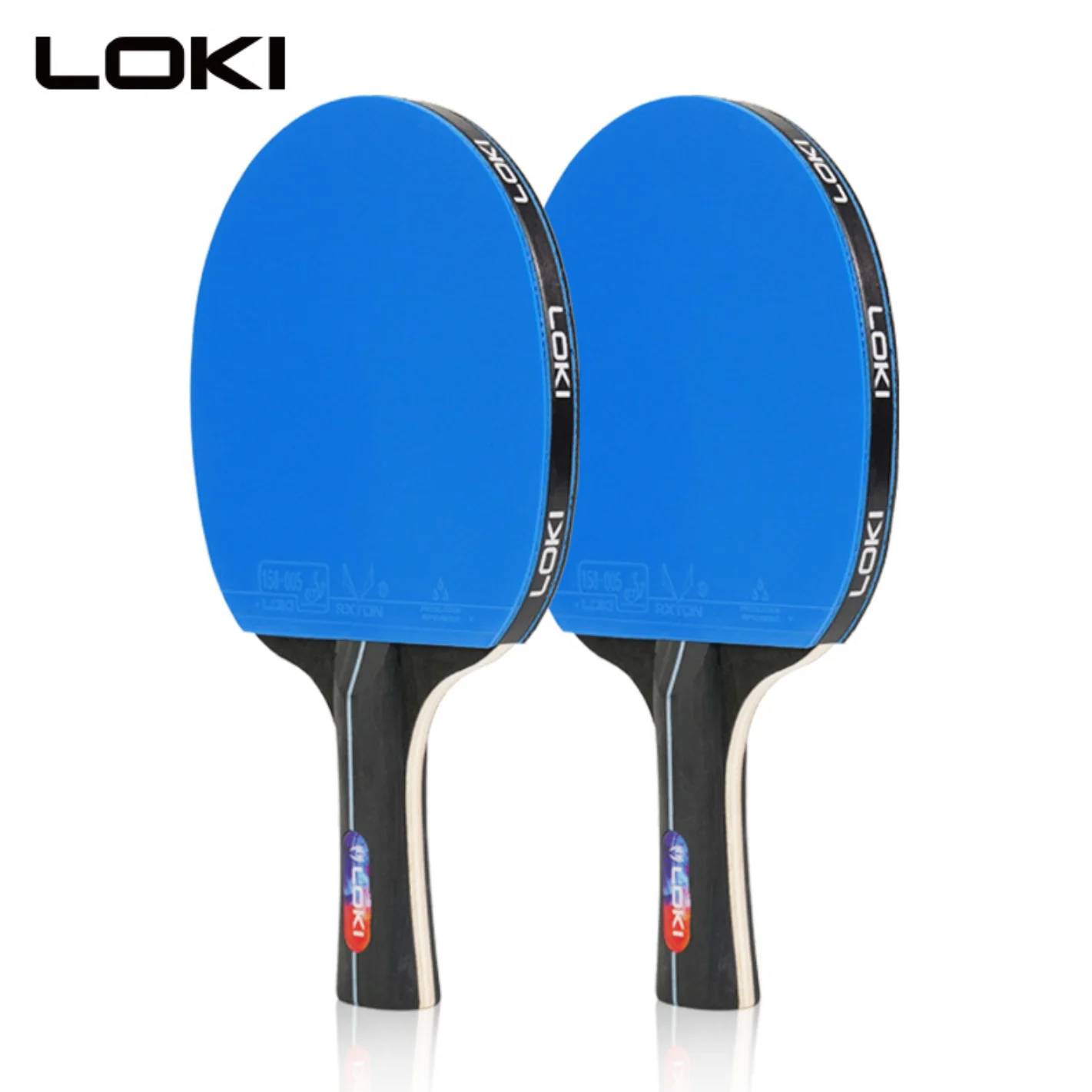 مضرب تنس طاولة بمقبض طويل من LOKI K5000 FL مضارب بينج بونج للترفيه المنزلي مع مطاط بينج بونج باللون الأزرق