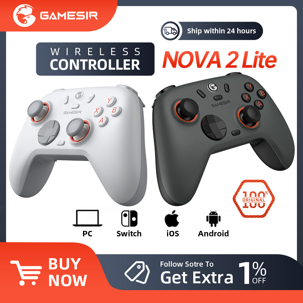 وحدة تحكم الألعاب اللاسلكية GameSir Nova 2 Lite لأجهزة الكمبيوتر Nintendo Switch 2 Android وiOS Hall Effect Sensing Stick and Striggers