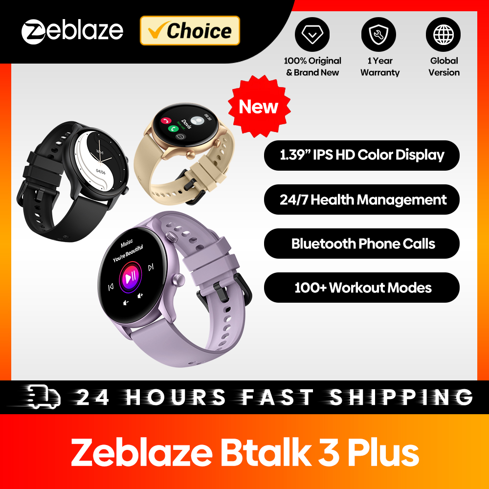 ساعة ذكية جديدة Zeblaze Btalk 3 Plus للاتصال الصوتي مقاس 1.39 بوصة شاشة كبيرة عالية الدقة ملونة لتتبع اللياقة البدنية ساعة ذكية للرجال والسيدات