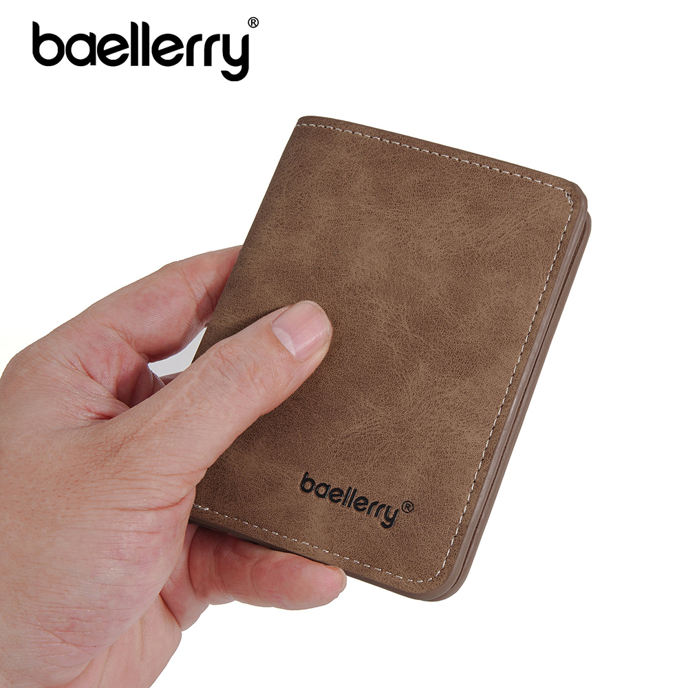 محفظة Baellerry للرجال من جلد البولي يوريثان وجيب أمامي وبسيط ومشبك نقود وأساسيات السفر