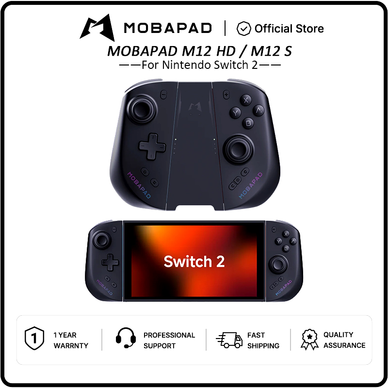 وحدة تحكم MOBAPAD M12 HD / M12 S لجهاز نينتندو سويتش 2 مع عصا تحكم TMR واهتزاز عالي الدقة وأزرار ميكانيكية قابلة لإعادة البرمجة