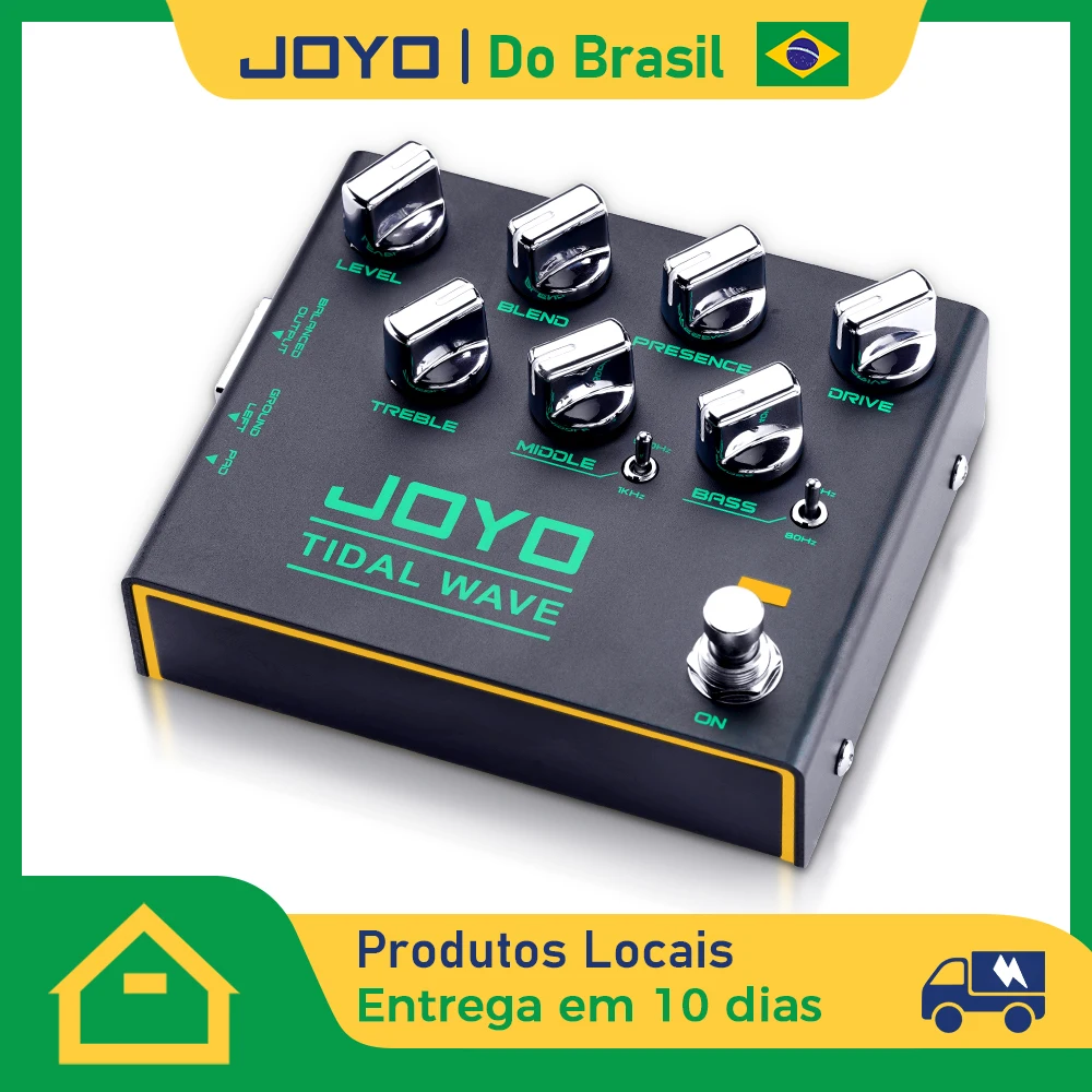 دواسة تأثيرات JOYO R-30 TIDAL WAVE للبيس، صوت كلاسيكي من التسعينيات، معادل صوت ثلاثي النطاقات، دواسة جيتار مع أزرار تحويل للترددات المتوسطة والمنخفضة
