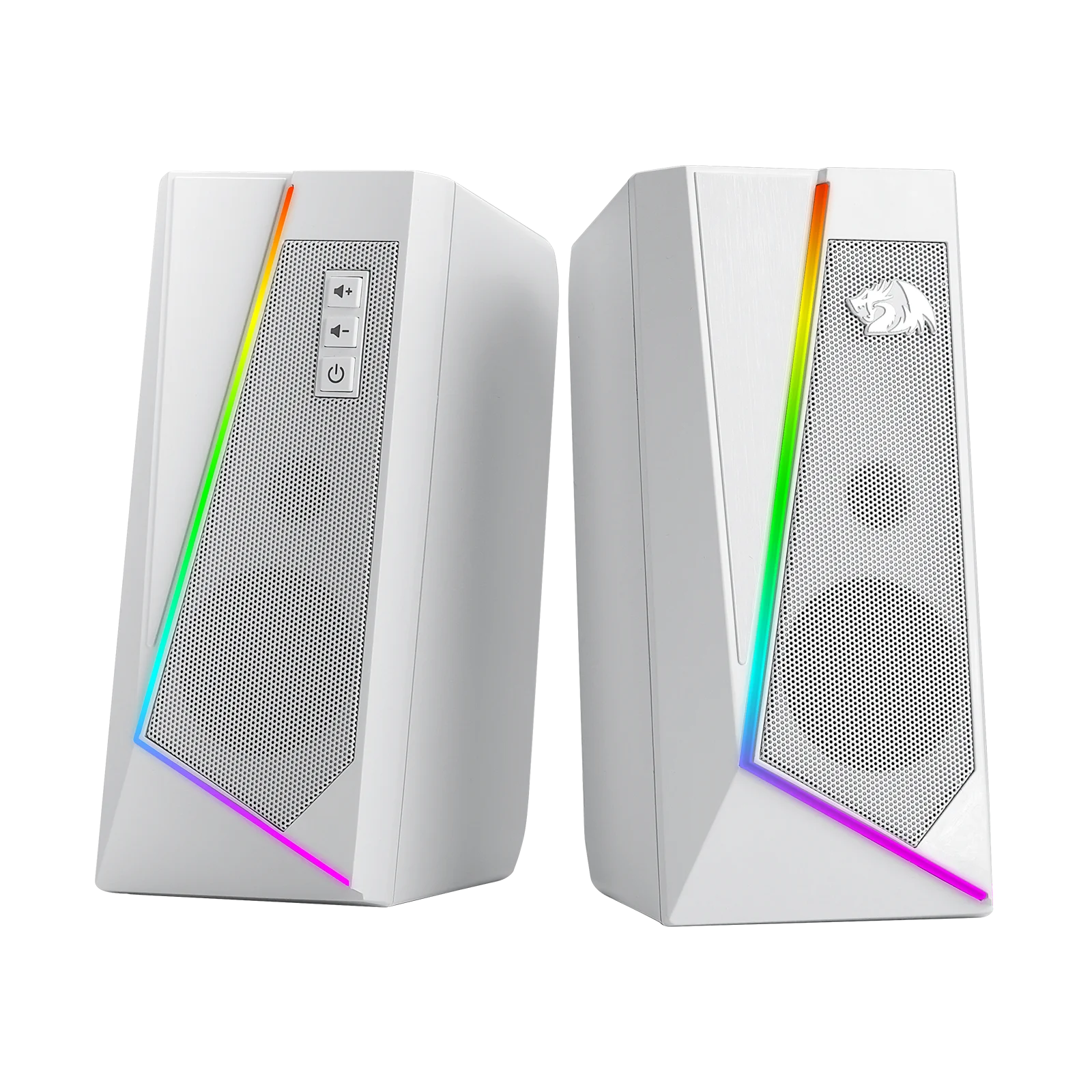 مكبرات صوت سطح المكتب RGB ، مكبر صوت ستيريو PC قناة ، 6 أوضاع LED ملونة ، صوت محسن ، أبيض ووردي