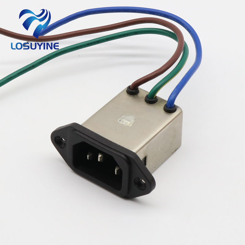 لوحة تصاعد 3 دبابيس التيار المتناوب المقبس 8A EMI تصفية 115/250VAC 8A 50/60Hz عالية ومنخفضة كورب. EMI موصل تصفية الطاقة