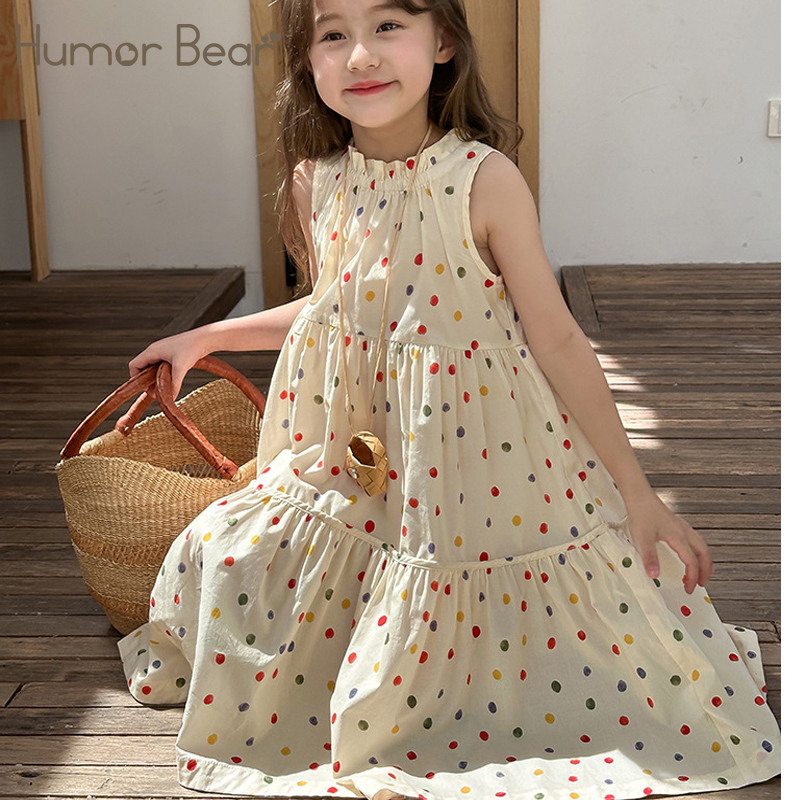 الفكاهة الدب الاطفال ملابس الصيف البولكا نقطة تنورة أزياء عارضة سترة فستان الأميرة الراحة الأطفال فتاة اللباس