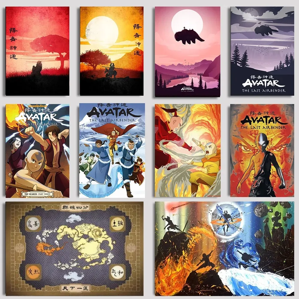 الكلاسيكية أنيمي الصورة الرمزية آخر Airbender الملصقات قماش اللوحة HD طباعة صور فنية للجدران هدايا لغرفة المعيشة ديكور المنزل