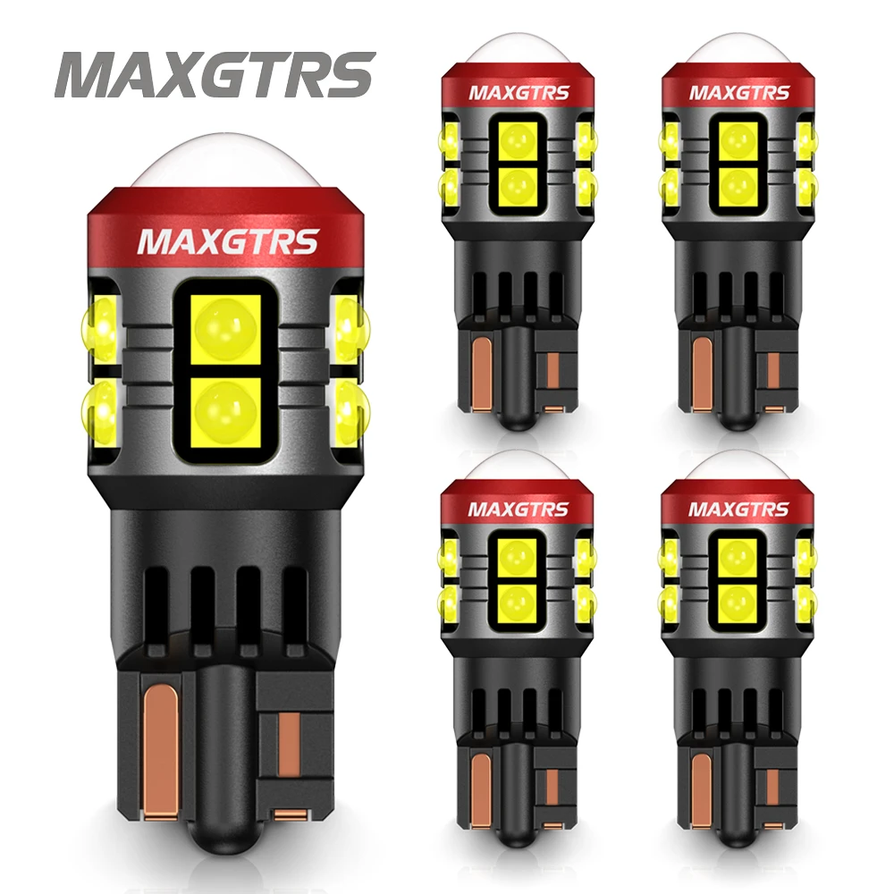 5x مصابيح LED T10 W5W 5W للسيارة، إضاءة داخلية جانبية 12 فولت فائقة السطوع، شرائح 3030، 194 168، أبيض 6000K، مصابيح إشارة وقوف وسقف السيارة