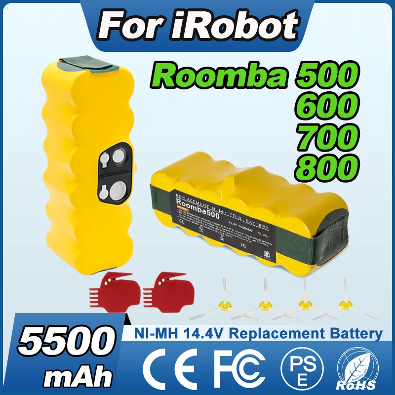 Powtree لبطارية iRobot Roomba 5500mAh 14.4V لـ Roomba 500 600 700 800 مكنسة كهربائية بطارية قابلة للشحن