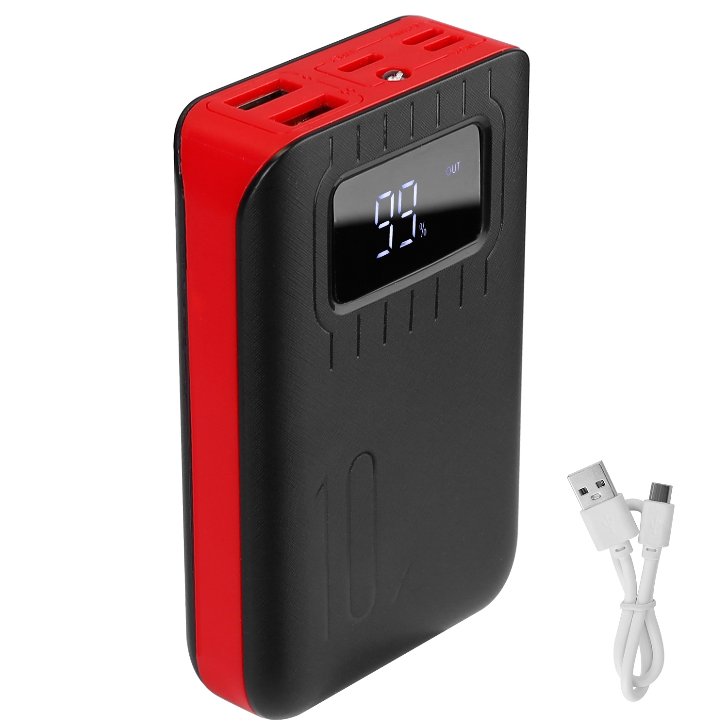 1 قطعة 1 واط ميلي أمبير بطارية خارجية محمولة بنك الطاقة شاحن外ي واجهة شحن USB مزدوجة مع شاشة LCD ومصدر ضوئي من نوع سي ومايكرو يو اس بي ولайтينغ مدخل