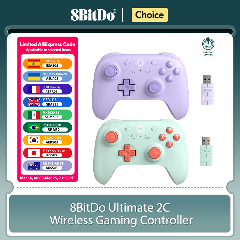 وحدة تحكم الألعاب اللاسلكية 8BitDo Ultimate 2C للكمبيوتر الشخصي، Windows 10، 11، Steam Deck، Raspberry Pi، ملحقات لوحة ألعاب Android