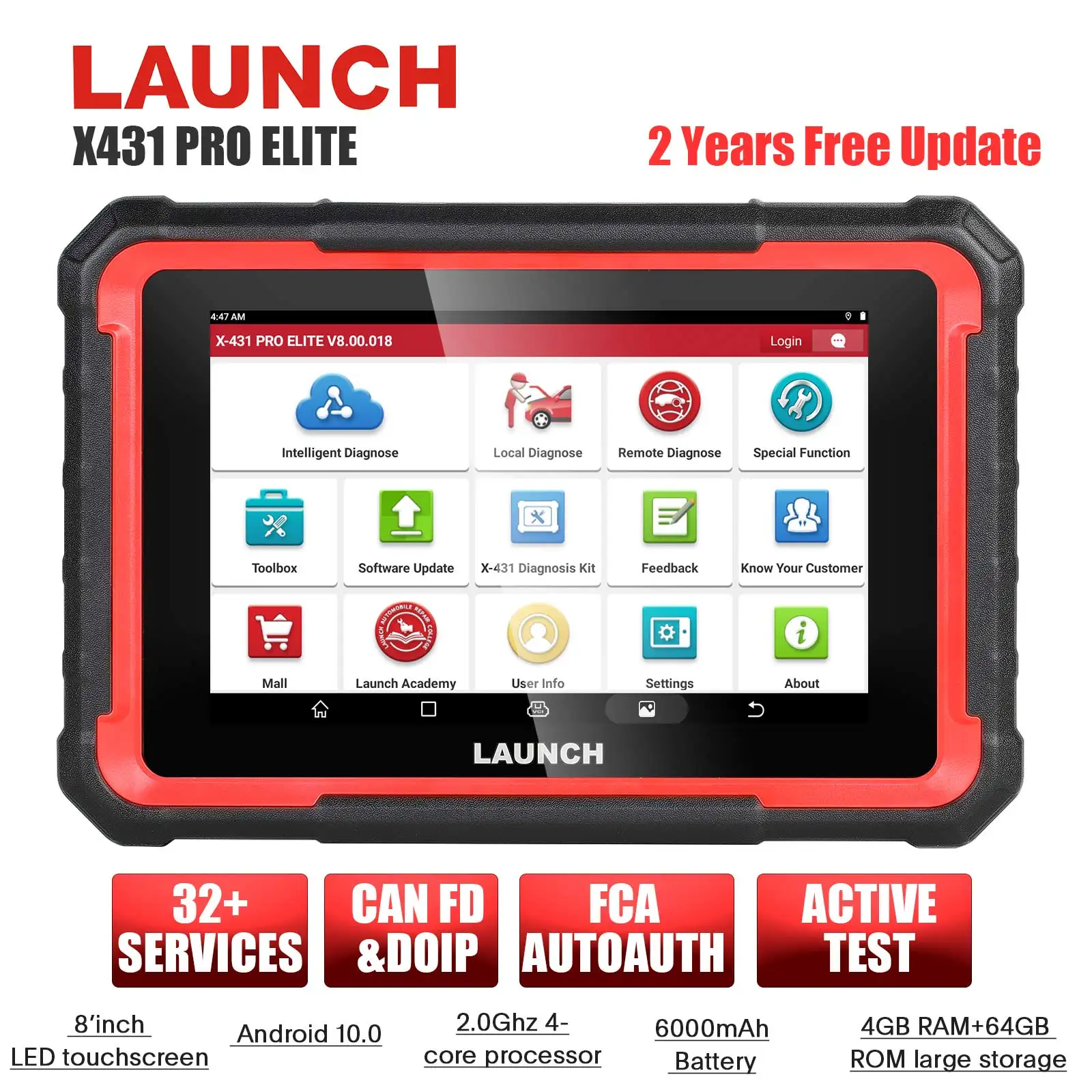 إطلاق X431 PRO ELITE أدوات تشخيص السيارات ذات النظام الكامل CAN FD Active Tester Obd2 الماسح الضوئي إصدار UK-EU