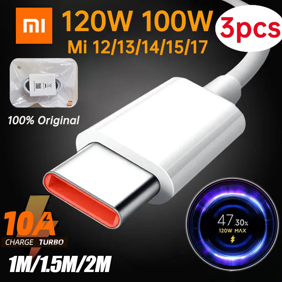 كابل شاومي الأصلي USB-C بقوة 120 واط 100 واط 90 واط 67 واط 45 واط شاحن توربو سريع لهواتف مي 17 15 14 13 12 تي برو ألترا بوكو F8 X8 X7 ريدمي نوت
