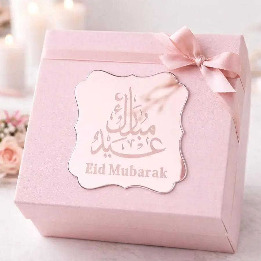 18 قطعة ملصقات أكريليك عاكسة لعيد مبارك مقاس 5 سم، زينة حفلات رمضان الإسلامية، علبة هدايا، ملصقات زخرفية