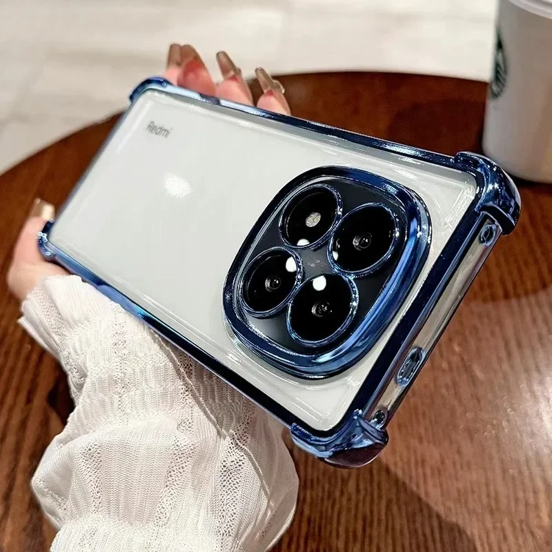غطاء سيليكون شفاف مقاوم للصدمات لهاتف شاومي ريدمي نوت 15 14 برو بلس نوت 13 برو 4G 5G، غطاء خلفي ناعم شفاف مع حماية للصدمات