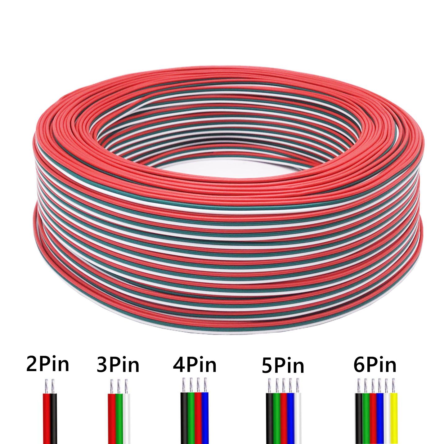 5 متر/10 متر/50 متر/100 متر 22AWG Led سلك كابل 2pin/3pin/4pin/5pin/6pin ل WS2812B WS2811 5050 2835 5730 LED قطاع ضوء