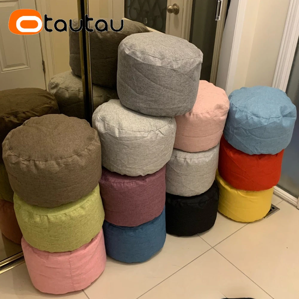 OTAUTAU مقعد مستدير D30cm * H20cm كيس فول الكتان العثماني مع ملء كيس القماش بوف مسند القدمين حصير فوتون نفخة JD001