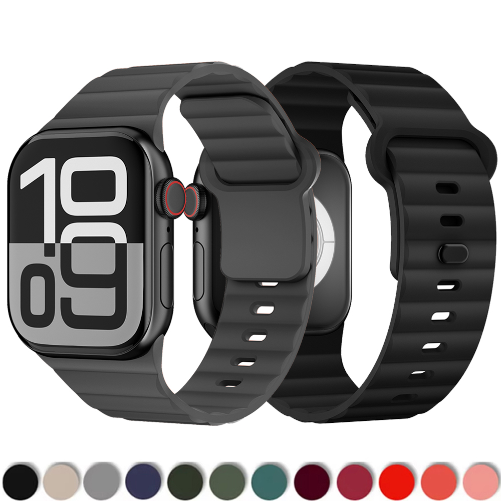 حزام سيليكون رياضي لساعات أبل مقاس 44 مم، 40 مم، 46 مم، 49 مم، 42 مم، 45 مم، سوار iWatch Ultra 2، 3، سلسلة 11، 10، 9، 8، 7، SE.