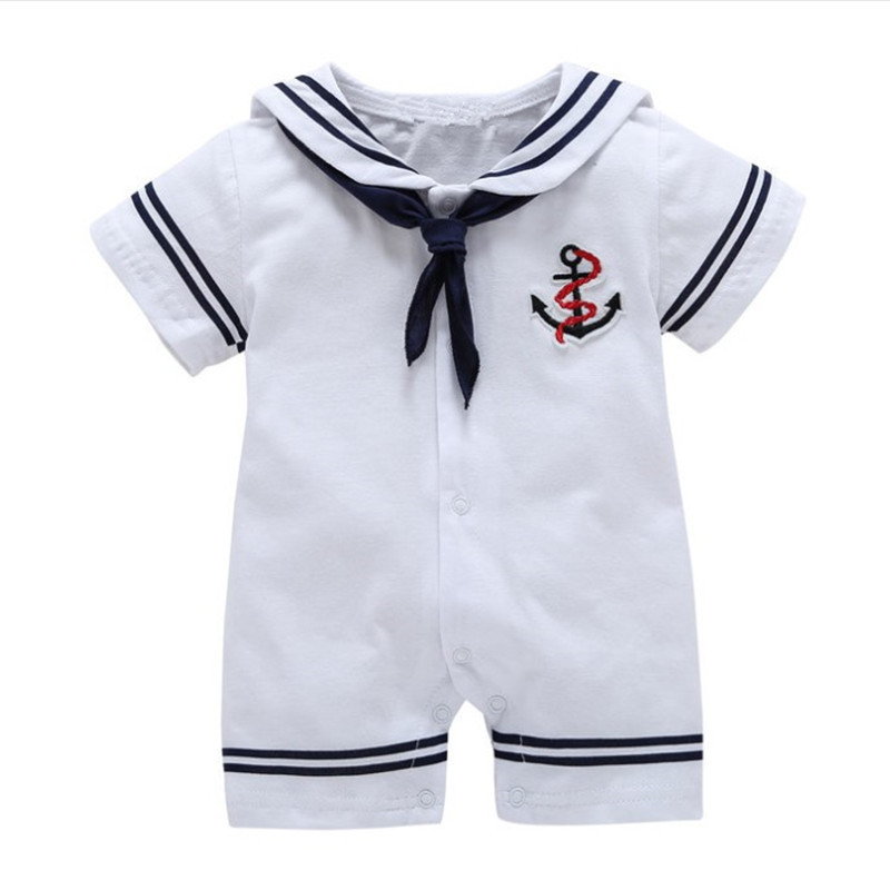 الوليد بيبي بوي الملابس Playsuit بحار البحرية رومبير قصيرة الأكمام بذلة ازياء ملابس ملابس الصيف ملابس الوليد الطفل