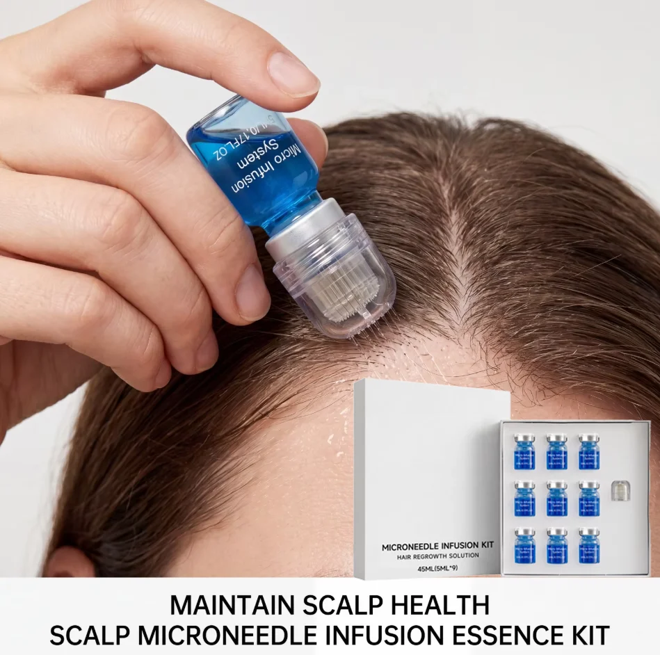 علاج تجديد الشعر باستخدام الإبر الدقيقة كيت لحل تغذية فروة الرأس مرقّب Serum للصحة الشعرية صيانة الرأس استخدام رأس الإبر كيت للعناية بفروة الرأس
