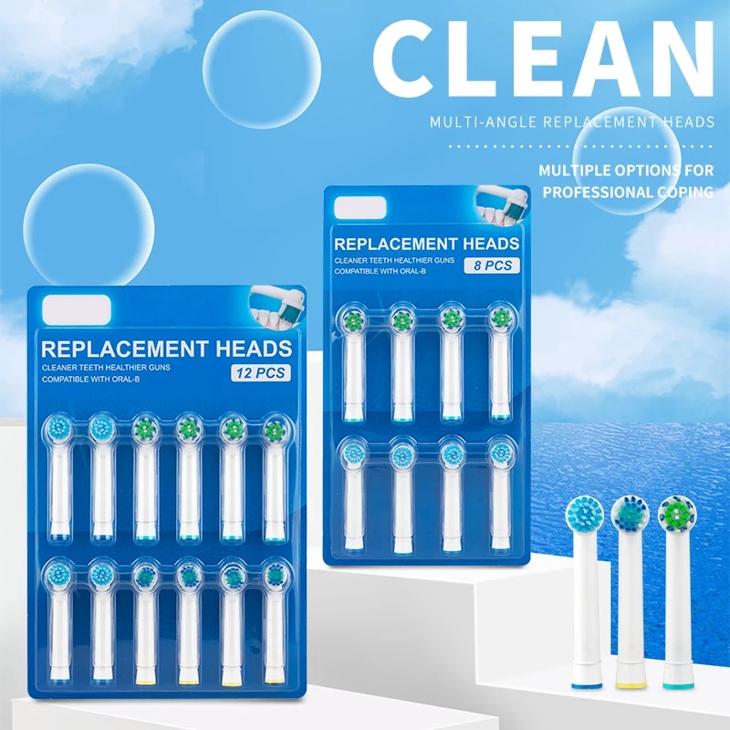 8 قطع رؤوس فرش استبدال لفرش الأسنان الكهربائية Oral-B Advance Power/Vitality Precision Clean/Pro Health/Triumph/3D Excel