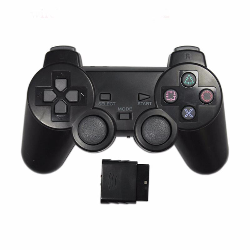 وحدة تحكم ألعاب شفافة ملونة لجهاز PS2، جهاز تحكم لاسلكي بتردد 2.4 جيجاهرتز مع خاصية الاهتزاز، متوافق مع بلايستيشن 2