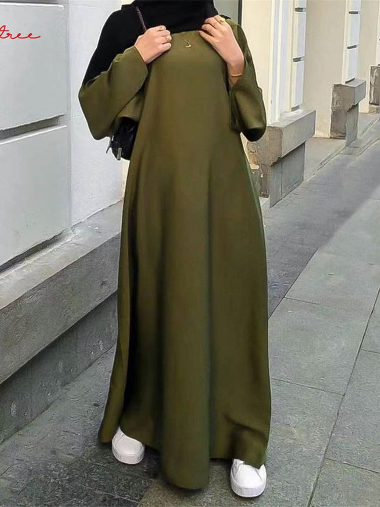 فستان إسلامي جلابة حريري دبي بطول كامل وأكمام مضيئة عباية ناعمة دبي تركيا رداء إسلامي WY921