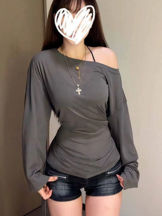 تي شيرت بأكمام طويلة بقصة ضيقة وتصميم فضفاض خفيف الوزن مع حزام، قميص صيفي شفاف بأكمام طويلة وربطة خصر