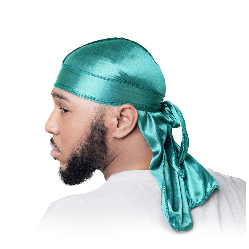 للجنسين طويل حريري Durag ذيل طويل وشاح حريري مسلم دو خرقة قبعة قرصان Durag الكيماوي قبعات الجمجمة قبعة عمامة رباط شعر عصابات
