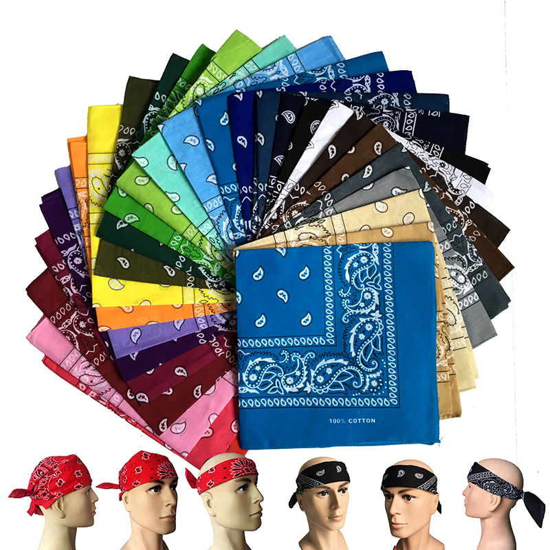 55x55 سنتيمتر موضة الهيب هوب 100% القطن باندانا وشاح مربع كاوبوي الكاجو أسود أحمر بيزلي عقال طباعة للنساء/الرجال/الفتيان/الفتيات