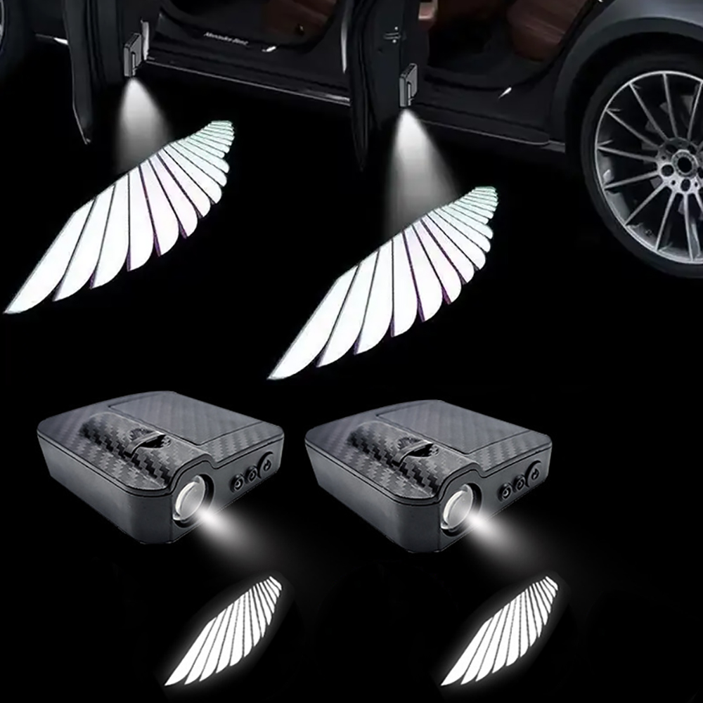 2 قطعة أجنحة الملاك الباب ترحيب ضوء أضواء جو السيارة LED اكسسوارات اللاسلكية الإسقاط سيارة B7B1 أضواء الزخرفية