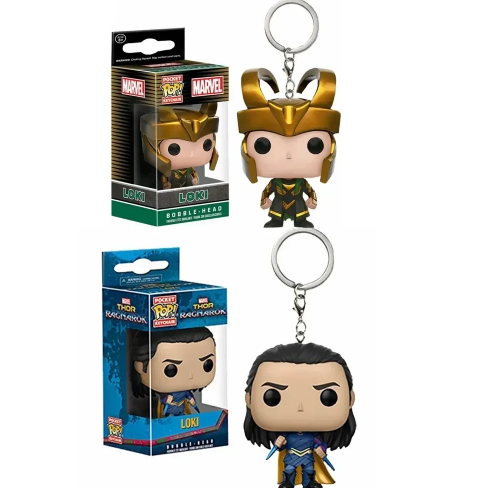 FUNKO جيب المفاتيح 2 أنماط لوكي كراون لوكي عباءة مع الصندوق الأصلي المفاتيح لوكي ألعاب شخصيات الحركة