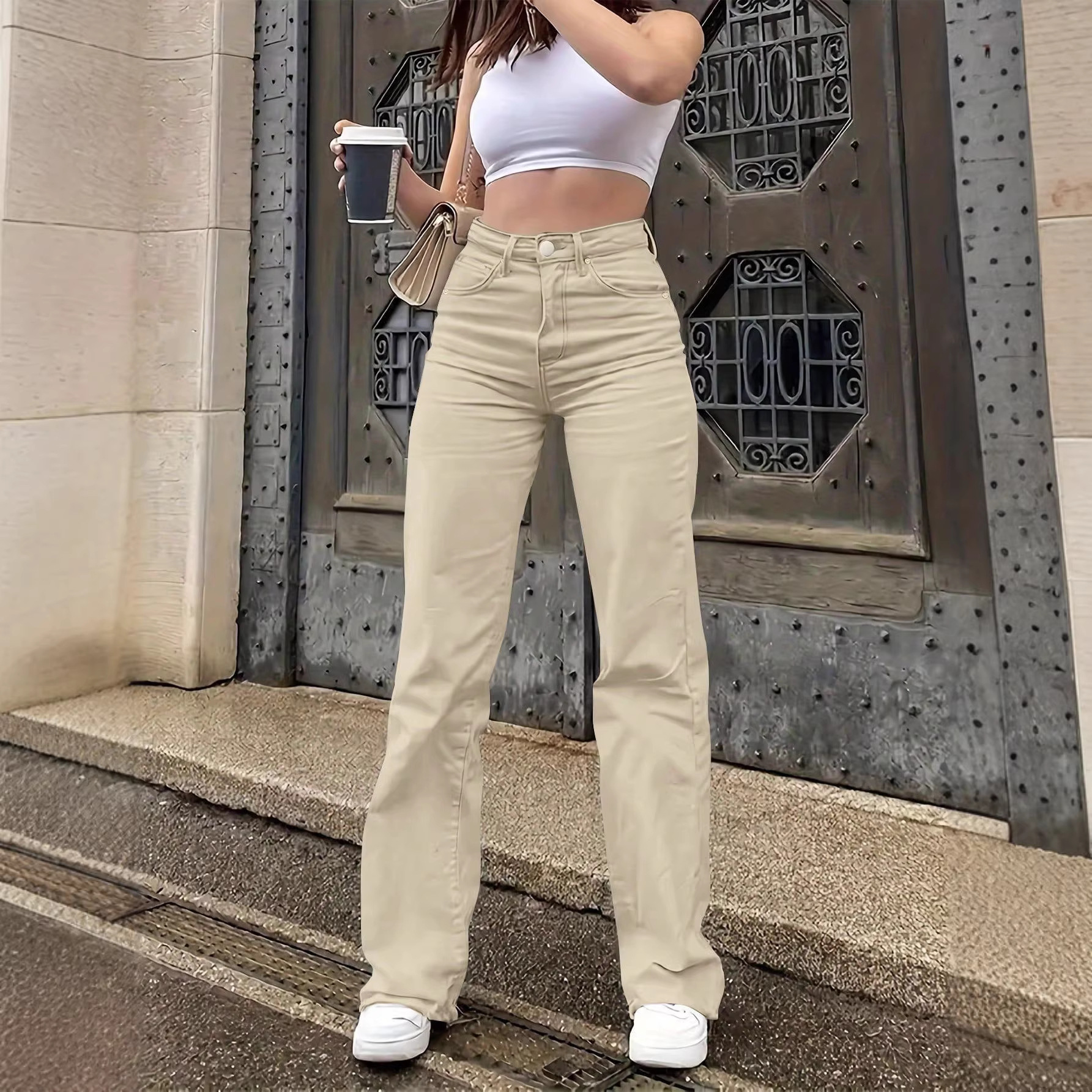 بناطيل جينز عادية نسائية مريحة