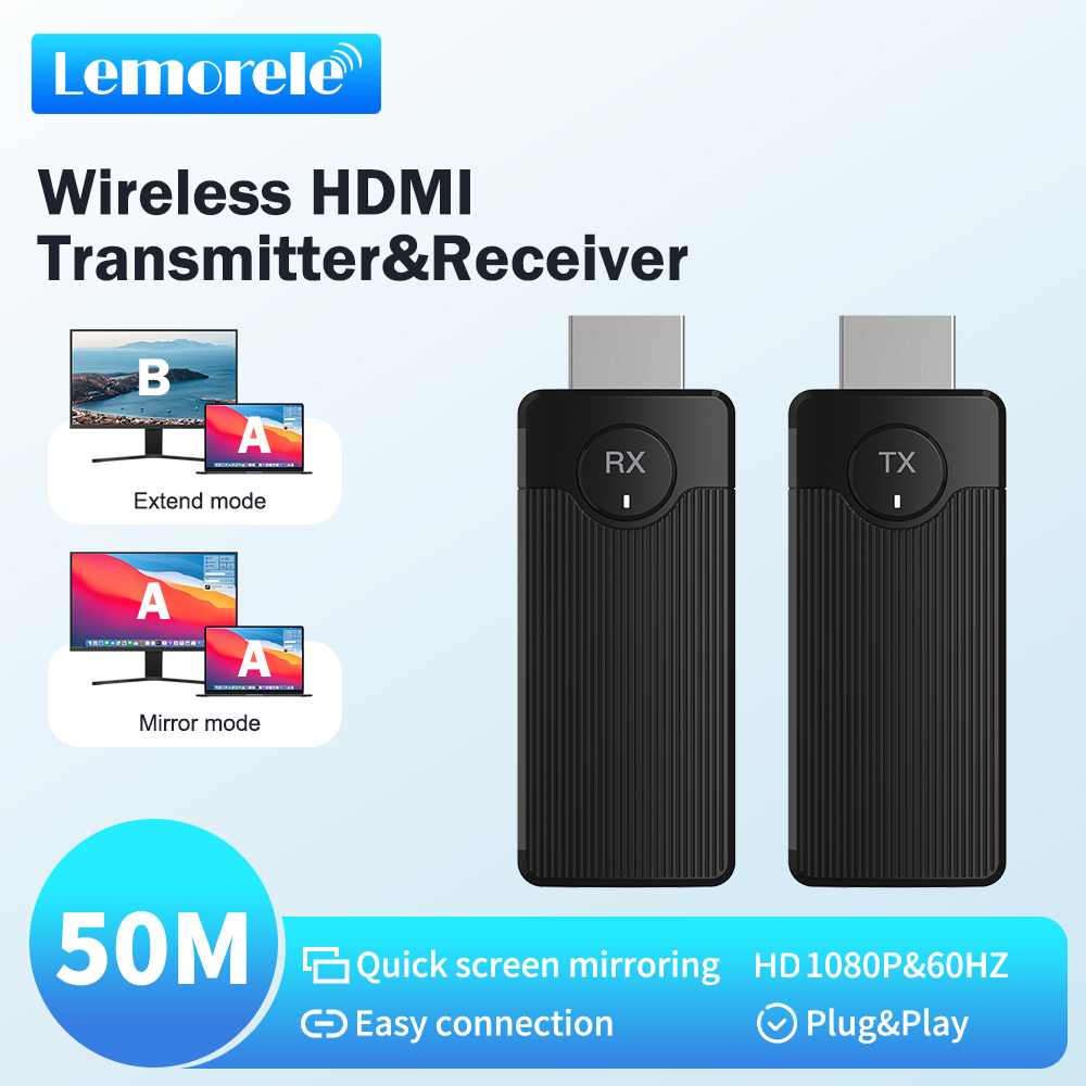 Lemorele Q50 اللاسلكية HDMI جهاز إرسال واستقبال الفيديو موسع عدة عرض محول دونغل لشاشة التلفزيون العارض التبديل الكمبيوتر