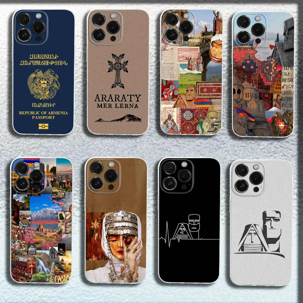 أرمينيا العلم جواز السفر جراب هاتف آيفون 16 15 14 13 12 11 برو ماكس Mini X XS SE 7 8 Plus 16E للصدمات سيليكون لينة غطاء